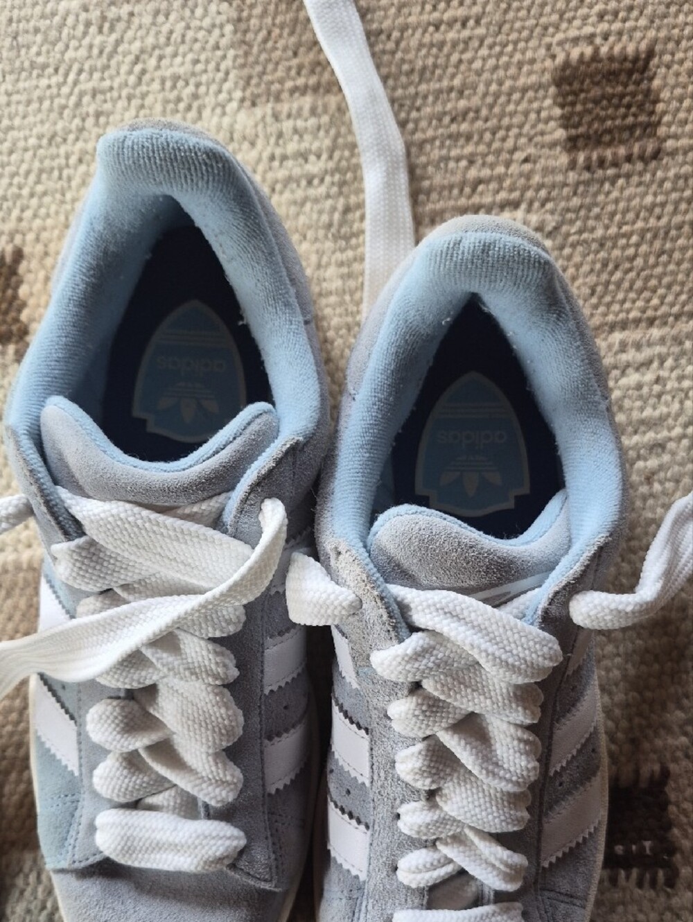 Men's Suede Low-Top Sneakers in Light blue and White - Picture 2 of 3